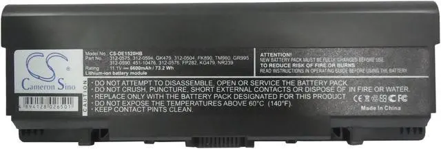 Alt view image 5 of 5 - Battery for DELL Inspiron 1520 1720 Vostro 1500 1700 312-0504 GK479 312-0590