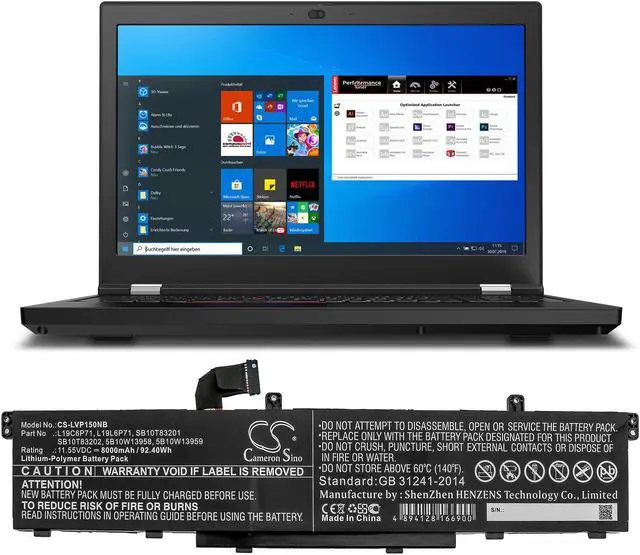 Alt view image 5 of 5 - Battery for Lenovo ThinkPad P15 Gen 1 5B10W13958 5B10W13959 L19C6P71 L19L6P71