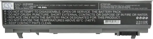 Alt view image 5 of 5 - Battery for DELL Latitude E6400 E6500 Precision M4500 0GU715 KY265 PT435 W1193