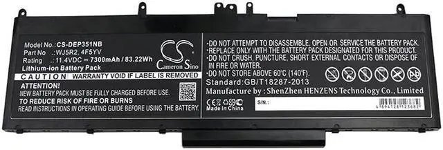 Alt view image 3 of 3 - Battery for DELL Latitude E5570 Precision 3510 Workstation 4F5YV WJ5R2 7300mAh