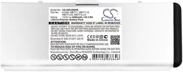 Alt view image 5 of 5 - Battery for Apple MacBook 13" A1278 Aluminum A1280 MB771 MB771J/A MB771LL/A