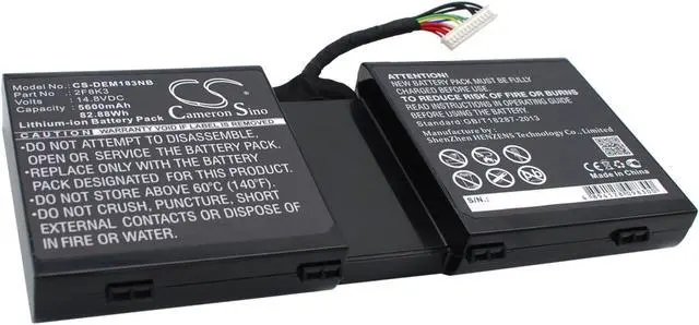 Alt view image 2 of 6 - Battery for DELL Alienware 1 17 18 A18 M17 R5 M17X M18X 02F8K3 2F8K3 451-BBCB