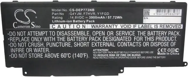 Alt view image 5 of 5 - Battery for DELL Inspiron 14-7000 15 17 062VNH F7HVR G4YJM JR9TD T2T3J Y1FGD