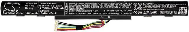 Alt view image 3 of 4 - Battery for Acer Aspire E5 F5 K50 ES1 P259 AS16A5K AS16A7K AS16A8K KT.0040G.007