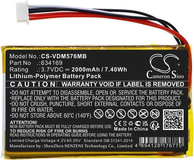Alt view image 3 of 5 - Battery for VTech RM5764-2HD RM5764HD 634169 Video Baby Monitor CS-VDM576MB