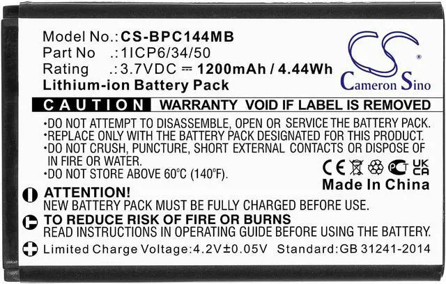 Alt view image 3 of 4 - Battery for Babymoov Touch Screen A014407 1ICP6/34/50 Baby Monitor CS-BPC144MB