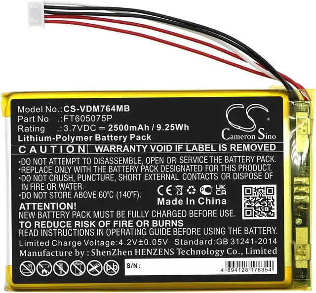 Alt view image 3 of 5 - Battery for VTech RM7764-2HD RM7764HD Wifi Remote Access 2 Camera FT605075P