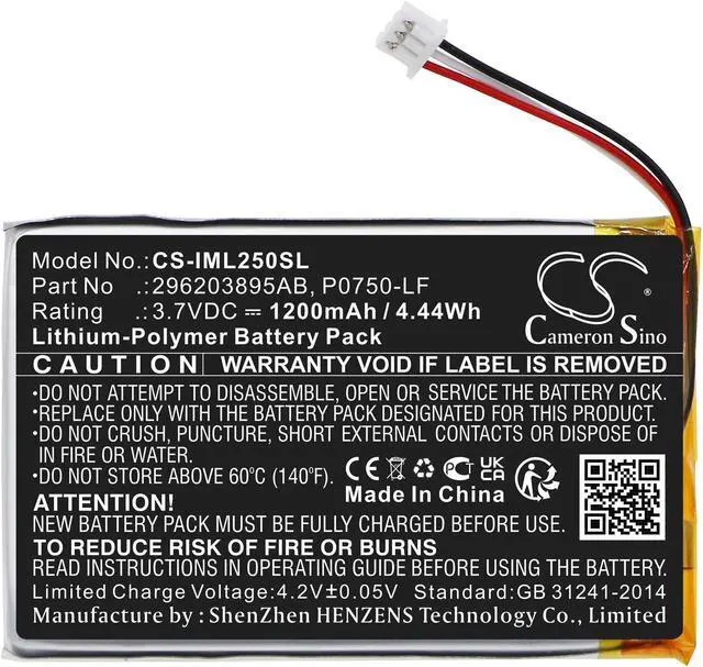 Alt view image 3 of 5 - Battery for Ingenico Link 2500 296203895AB P0750-LF Payment Terminal CS-IML250SL