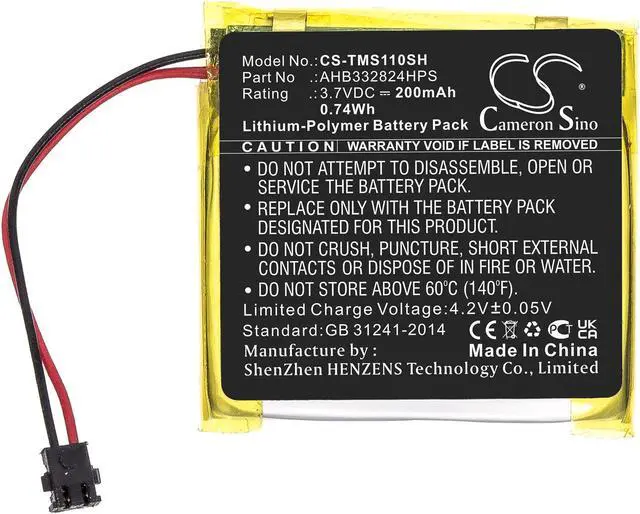 Alt view image 3 of 6 - Battery for TomTom Spark Cardio 2 + Music GPS AHB332824HPS CS-TMS110SH 200mAh