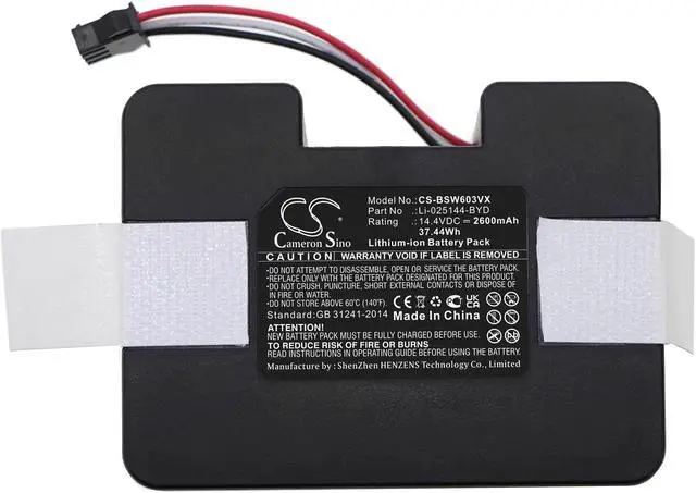 Alt view image 3 of 5 - Battery for Bobsweep SW603001 Li-025144-BYD Vacuum CS-BSW603VX 14.4v 2600mAh