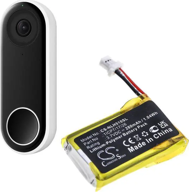 Alt view image 6 of 6 - Battery for Nest C1241290 Hello NC5100US Vido Doorbell Wired 1ICP7/17/26 Camera