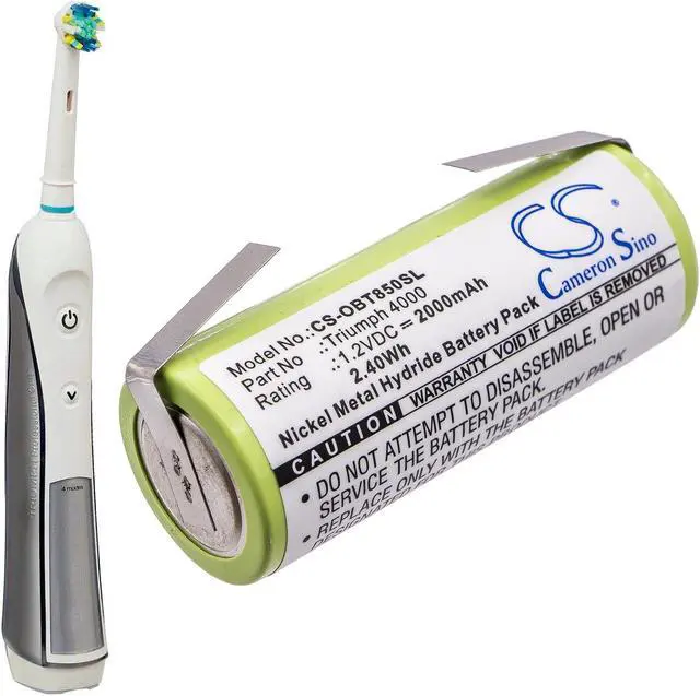 Alt view image 4 of 5 - Battery for Oral-B Triumph 4000 3745 3761 3762 Toothbrush CS-OBT850SL 2000mAh