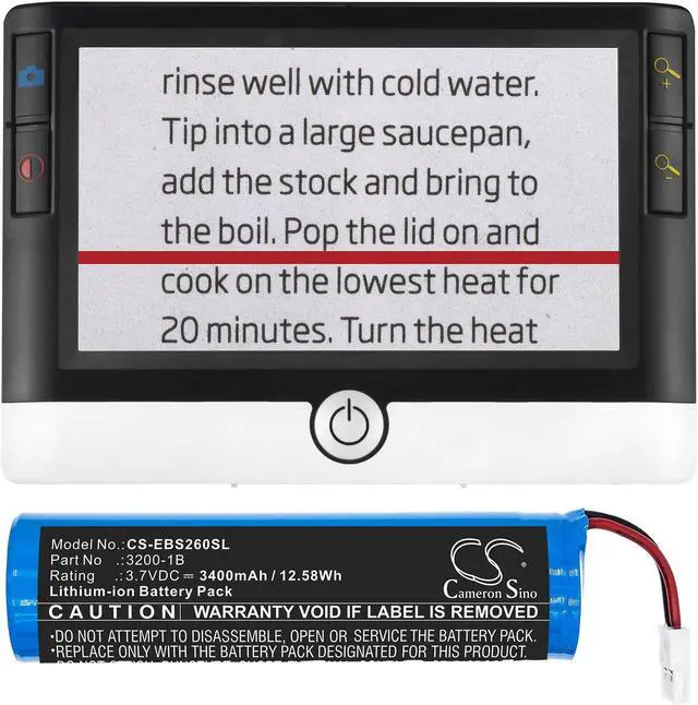 Alt view image 6 of 6 - Battery for Eschenbach Visolux Digital HD 3200-1B Video Magnifier CS-EBS260SL