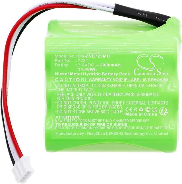 Alt view image 3 of 5 - Battery for Zevex EnteraLite Moog 7231 CS-ZVE723MD 7.2v 2000mAh Ni-MH 14.40Wh