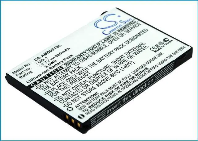 Main image of Battery for AMOI MD-1 VoIP Phone CS-AMD001SL 3.7v 800mAh 3.0Wh Li-ion