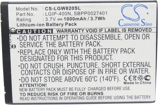 Alt view image 5 of 5 - Battery for LG GW820 GT540 GW620 GW880 GX200 GX500 Monaco LGIP-400N SBPP0027401