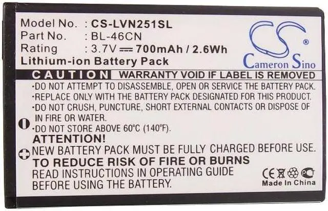 Alt view image 5 of 5 - Battery for LG A340 Cosmos 2 3 VN251 vn251s vn360 Wine III BL-46CN EAC61638202