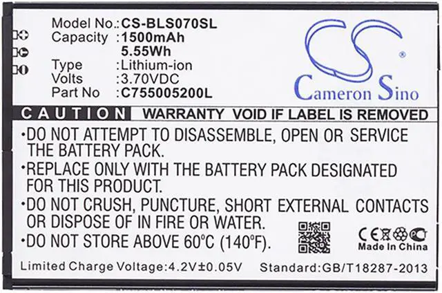 Alt view image 5 of 5 - Battery for BLU S070Q Studio Selfie C755005200L Mobile SmartPhone CS-BLS070SL