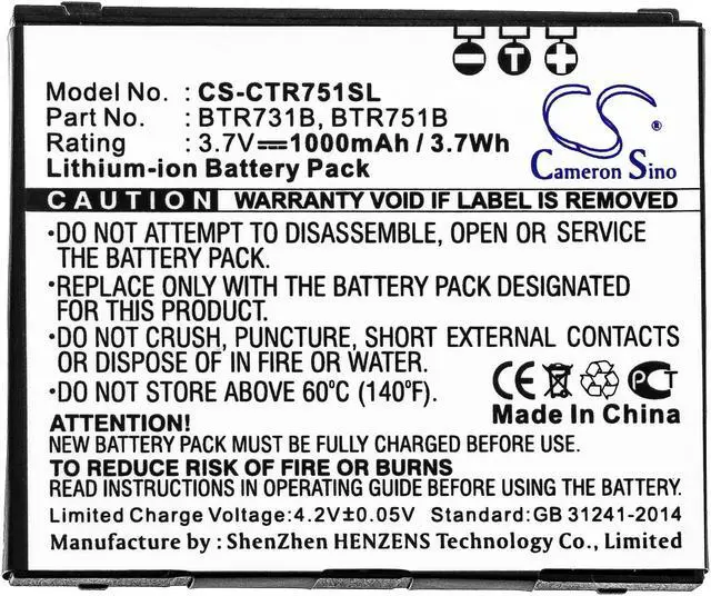Alt view image 3 of 3 - Battery for Casio C731 C751 GzOne Rock GzoneE Ravine BTR731B BTR751 BTR751B