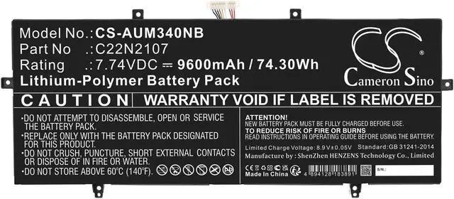 Alt view image 3 of 5 - Battery for Asus Zenbook 14 OLED UX3402 UM3402 UM3402YA KM115W UX3402ZA C22N2107