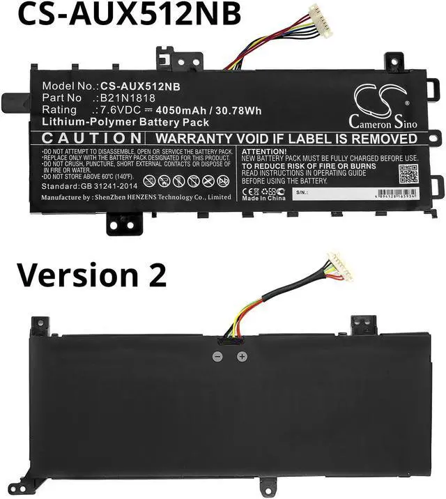 Alt view image 6 of 6 - Battery for Asus ASUS VivoBook F512DA X712JA B21Bn2H B21BnEH B21N1818 B21N1818-3