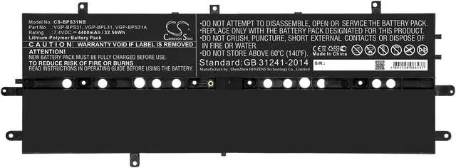 Alt view image 3 of 4 - Battery for Sony VAIO Duo 11 SVD11215CXB VGP-BPL31 VGP-BPS31 VGP-BPS31A