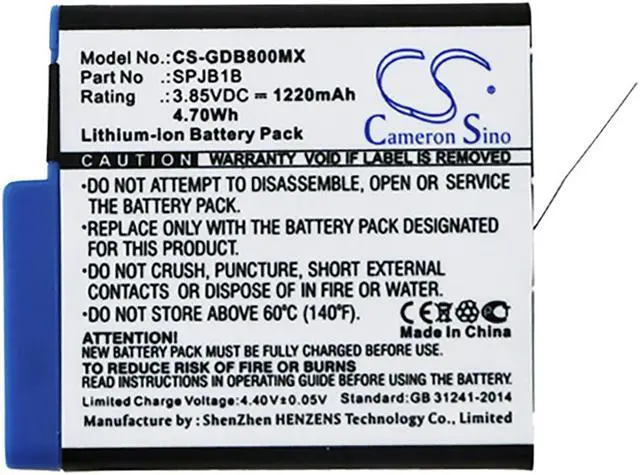 Alt view image 3 of 3 - Battery for GoPro Hero 5/6/7/8 Black 601-10197-00 601-27537-000 AHDBT-801 SPJB1B