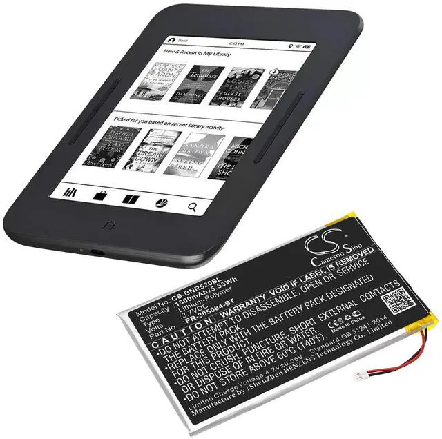 Alt view image 6 of 6 - Battery for Barnes & Noble BNRV520 GlowLight 3 PR-305084-ST 6 inches CS-BNR520SL