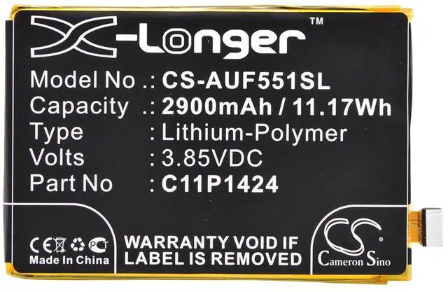 Alt view image 5 of 6 - Battery for Asus ZE551ML Zenfone 2 5.5 Deluxe 2E ZenFone Go C11P1423 C11P1424