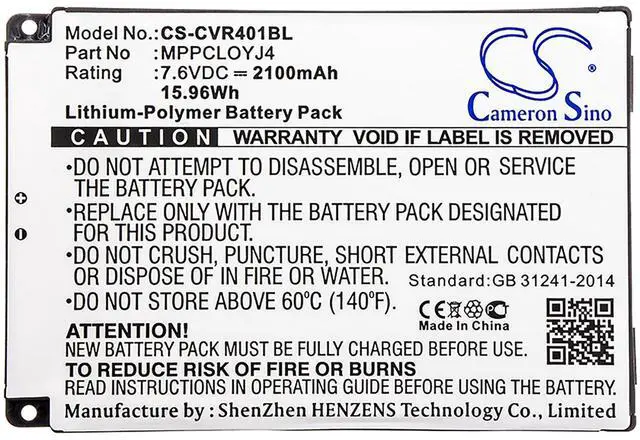 Alt view image 5 of 6 - Battery for Clover C401U FLEX AHA22121001 CA355772HV MPPCLOYJ4 CS-CVR401BL 7.6v