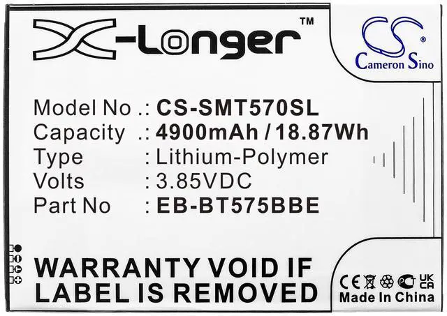 Alt view image 3 of 4 - Battery for Samsung Galaxy Tab Active 3 SM-T570 SM-T575 EB-BT575BBE GH43-05039A