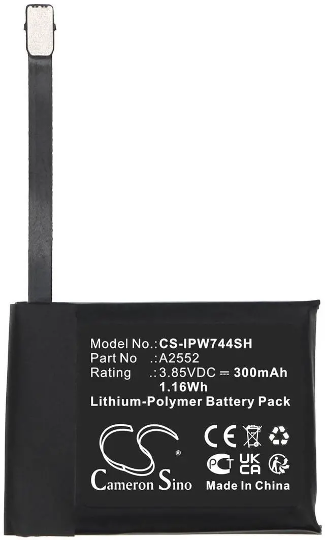 Alt view image 3 of 4 - Battery for Apple Watch Series S7 45mm A2552 Smartwatch CS-IPW744SH 3.85v 300mAh