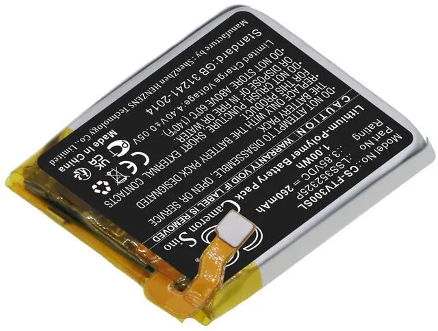 Alt view image 2 of 4 - Battery for Fitbit Versa 3 LSS352325P Smartwatch CS-FTV300SL 3.85v 260mAh 1.00Wh