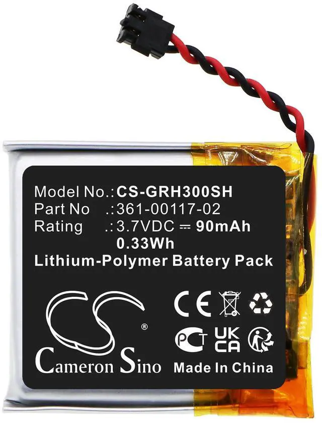 Alt view image 3 of 5 - Battery for Garmin Forerunner 30 361-00117-02 Smartwatch CS-GRH300SH 3.7v 90mAh