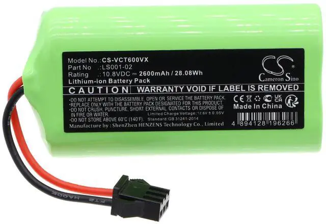 Alt view image 3 of 5 - Battery for Vactidy T6 T7 T8 LS001-02 Vacuum CS-VCT600VX 10.8v 2600mAh Li-ion