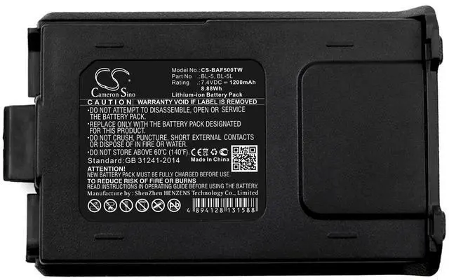 Alt view image 5 of 5 - Battery for Baofeng BF-F8 PLUS BF-F8+ BF-F8HP UV-5R UV-5R+ UV-5RA BL-5 BL-5L