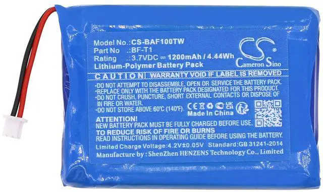 Alt view image 3 of 6 - Battery for Baofeng BF-T1 UHF T1 Two-Way Radio CS-BAF100TW 3.7v 1200mAh / 4.44Wh