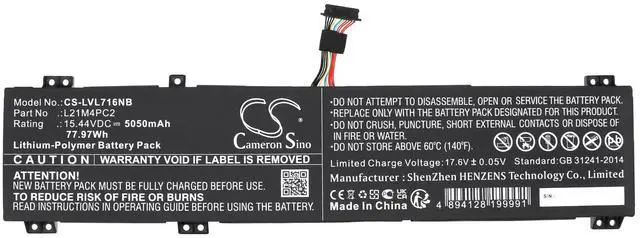 Alt view image 3 of 5 - Battery for Lenovo Legion 7 16IAX7 L21C4PC2 L21L4PC2 L21M4PC2 CS-LVL716NB 15.44V