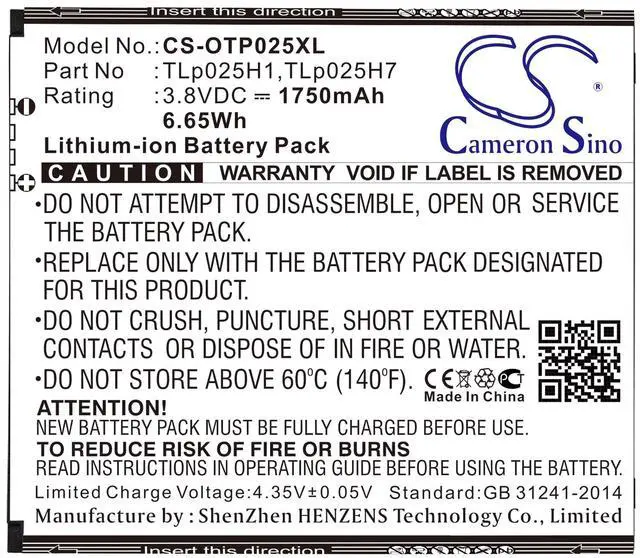 Alt view image 3 of 3 - Battery for Alcatel One Touch POP 4 OT-5051 OT-5051D OT-5051X TLp025H1 TLp025H7