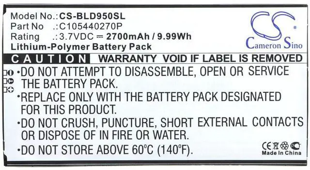 Alt view image 5 of 5 - Battery for BLU D950 D950L D950U Dash X Plus C105440270P SmartPhone CS-BLD950SL