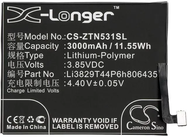 Alt view image 5 of 6 - Battery for ZTE Nubia M2 Lite X8 Z11 NX531 NX531J NX573J Li3829T44P6h806435