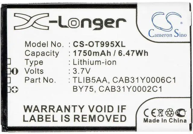 Alt view image 5 of 5 - Battery for Alcatel BY75 CAB150000SC1 CAB31Y0002C1 CAB31Y0006C1 TLiB5AA TLiB5AD