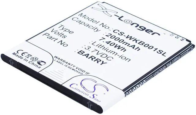 Alt view image 3 of 5 - Battery for Wiko Barry Dual SIM BARRY Mobile SmartPhone CS-WKB001SL X-Longer