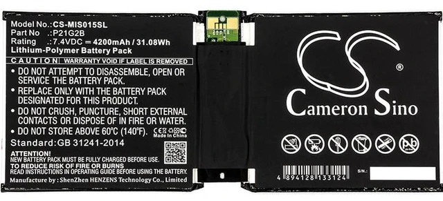 Alt view image 3 of 3 - Battery for Microsoft Surface 2 10.6" RT2 1572 Pluto Surface2 P21G2B CS-MIS015SL