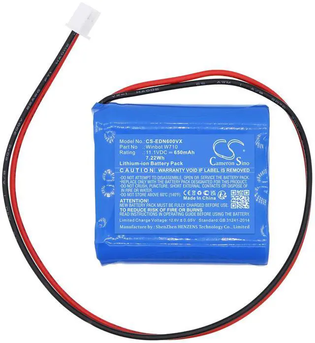 Alt view image 3 of 6 - Battery for Ecovacs Winbot W730 WRN60 WRN70 W710 Vacuum CS-EDN600VX 11.1v Li-ion