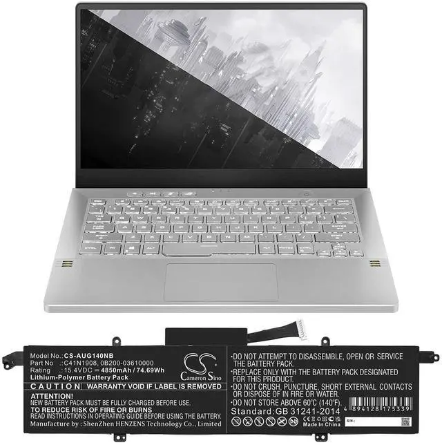 Alt view image 6 of 6 - Battery for Asus C41N1908 0B200-03610000 0B200-03610100 ROG Zephyrus G14 GA401QM
