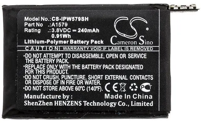 Alt view image 3 of 4 - Battery for Apple A1579 iWatch 1 42mm Watch 1st Gen CS-IPW579SH 3.8V Li-Polymer