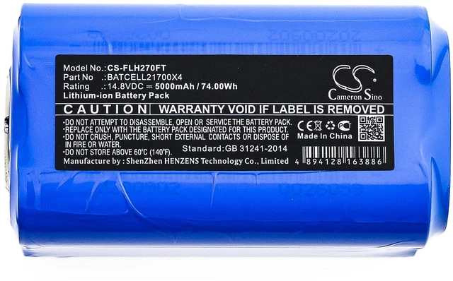 Alt view image 3 of 4 - Battery for Bigblue BATCELL21700X4 CB6500P CB 6500P CB6500PB CS-FLH270FT 14.8V