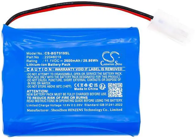 Alt view image 3 of 5 - Battery for B&G 22046019 PTT Pressurizing Tank Top spray pump CS-BGT019SL 11.1V