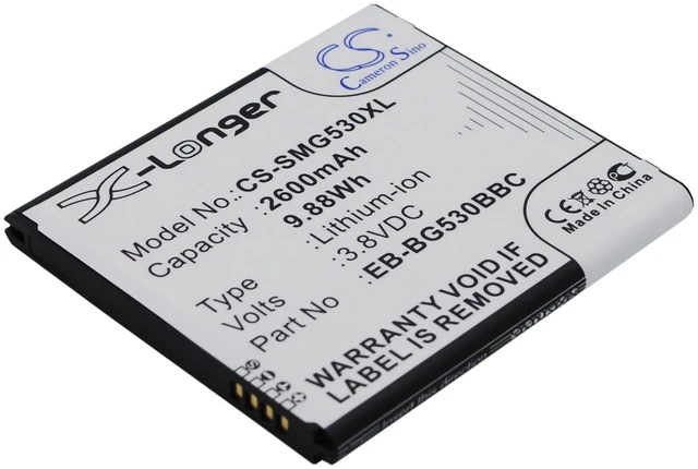 Alt view image 2 of 5 - Battery for Samsung Galaxy J3 EB-BG530BBC EB-BG530CBE EB-BG530CBU EB-BG530CBZ